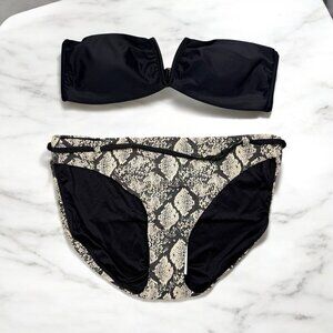 Andie Swim Riviera Bikini Snake Animal Print Belted Swimwear Stretch Size L